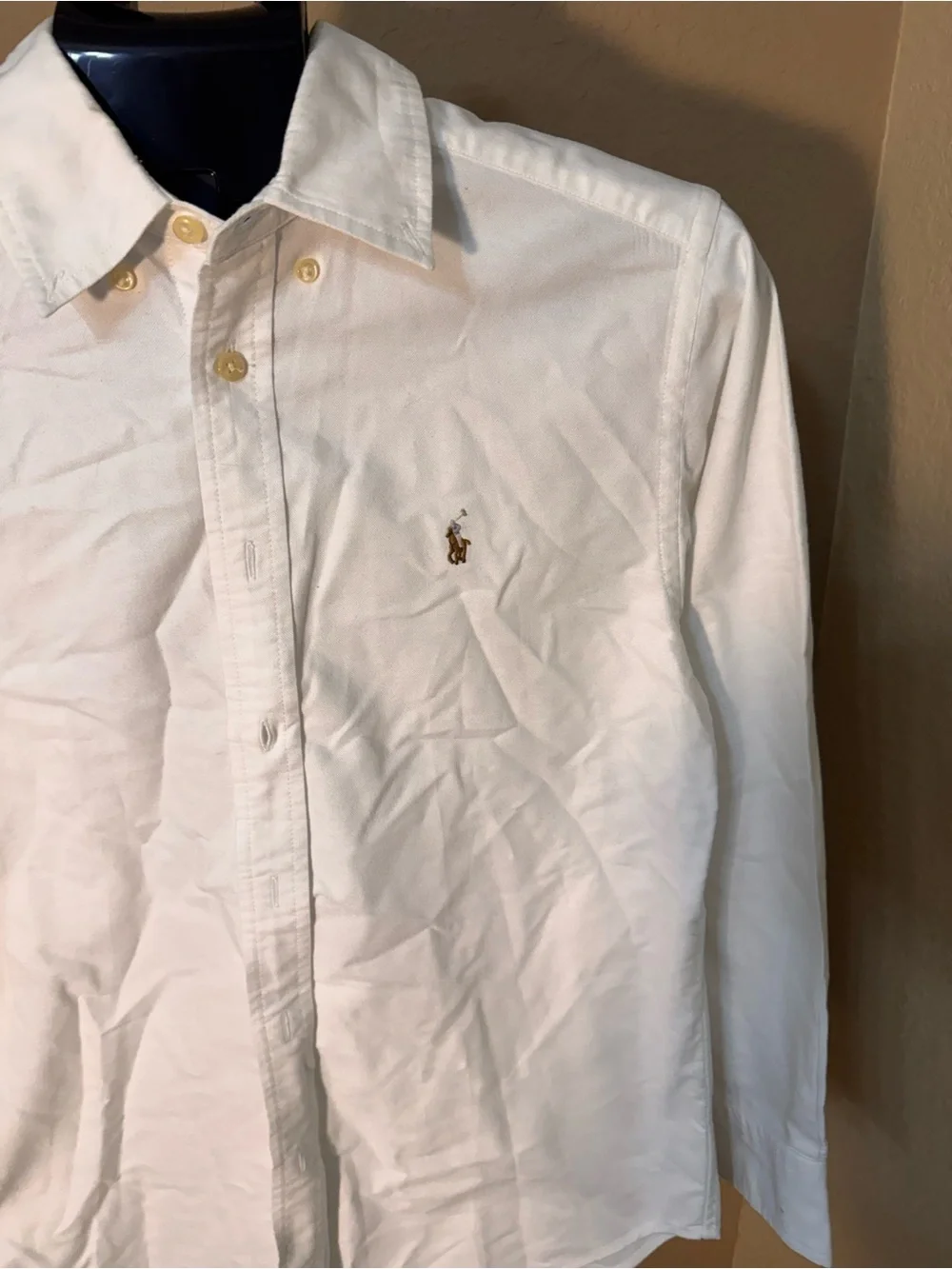 Ralph Lauren White Button-Down Oxford Shirt with Polo Pony
